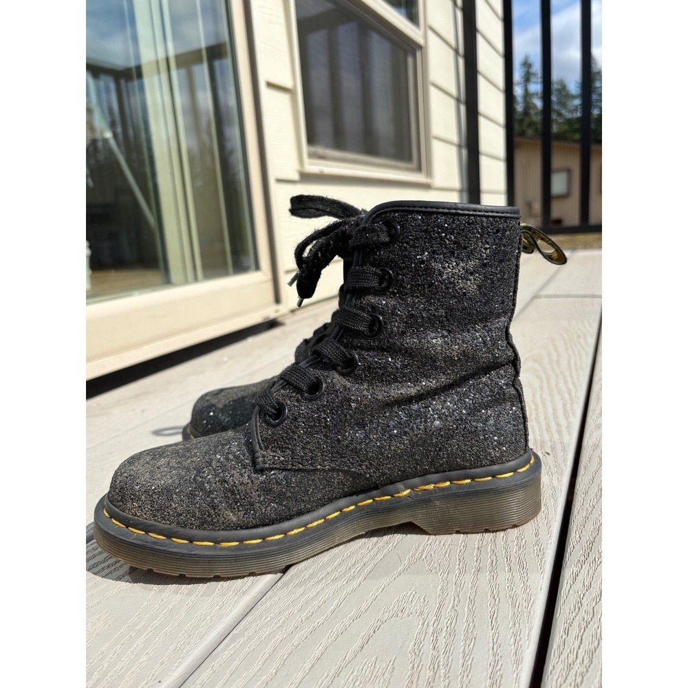 Dr. Martens 1460 Farrah Glitter Lace Up Ankle Boots Combat Black Women's US 7 - Picture 4 of 10